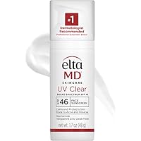 EltaMD UV Clear Face Sunscreen, Oil Free Sunscreen with Zinc Oxide, Dermatologist Recommended Sunscreen, 1.7 oz Pump